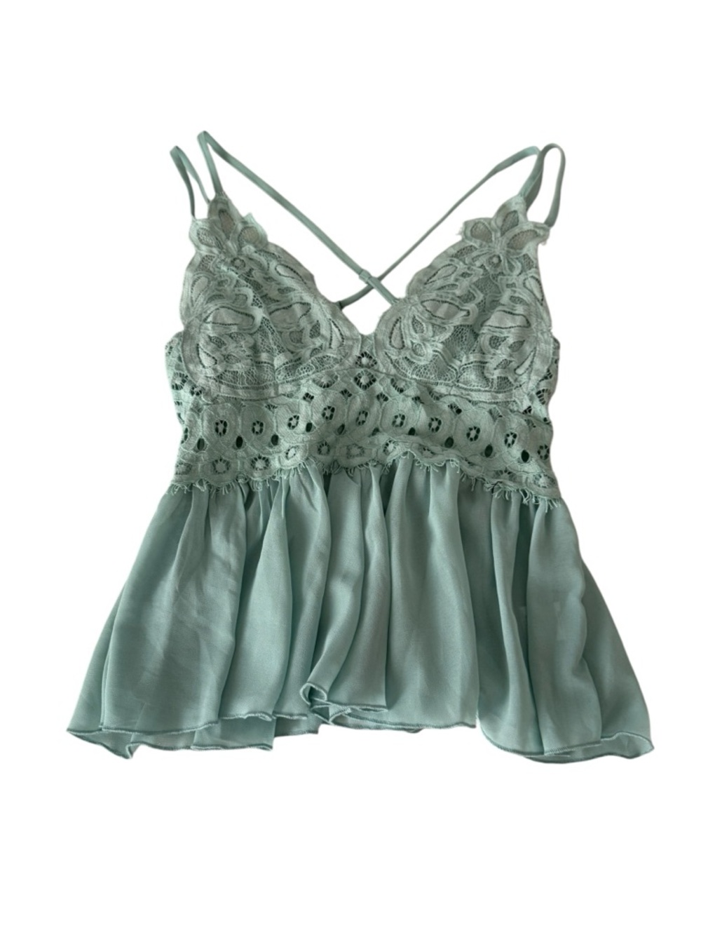 Cottagecore women’s light sage green lace top